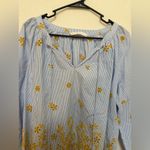 ZARA  Blouse‎ FLORAL EMBROIDERY Stripe VOLUMINOUS Sleeve Size Small Photo 1