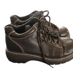 No Boundaries  Y2K Lace Up Meg Bootie 9.5 Chunky Rugged Faux Leather Dark Brown Photo 3