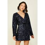 Line and Dot  Midnight Mini Dress in Dark Navy Small New Womens Sequin Cocktail Photo 10