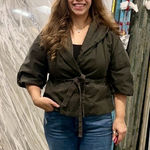 Liz Claiborne  puff sleeve,Olive Green jacket with Belt Photo 0