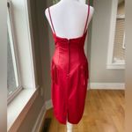 Vintage New Leaf Cherry Red Faux Leather Bodycon Corset Fringe Mini Dress Sz 3/4 Photo 2