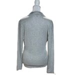 Ann Taylor Shimery Silver & Gray Long Sleeve Ruched Sides Wrap Knit Top Size M Photo 3