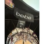 Bebe  M Black Knit Bodice Babydoll Dress W Floral Print Skirt & Short Sleeves Y2k Photo 2