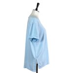 Stylus Women’s Top Pullover Crew Neck Rolled Sleeve Light Baby Blue Size Large Photo 2