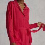 Anthropologie  Daily Practice Pink Polo Knit Henley Sweater Dress Size Small Photo 0