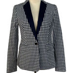 J.Crew Gingham Check Blazer Blue White Tuxedo Lapel Professional Womens Size 2 Photo 0