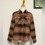 BB Dakota Plaid Jacket Boxy Shacket by Steve Madden Brown Pockets Women’s Size S Photo 3