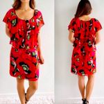 Ted Baker Winx Poppy Print Ruffle Sleeve Shift Exposed Zip Dress Sz 4/6 Photo 1