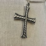 Silver tone cross choker pendant necklace Photo 2
