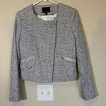 Banana Republic  Tweed Jacket Fringed Gray White Luxury Cocktail Office Womens 4‎ Photo 0