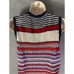 Red White Blue‎ Boho Striped Knit Fringe Vest Women’s M Open Front Layering Size M Photo 9