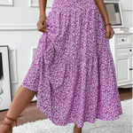 NWT ~ Bohemian Purple & White Floral Calico Boho Pockets Skirt ~ Women's SMALL Photo 0