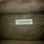 Distressed faux leather, cross body satchel with braided inlay Brown Photo 1