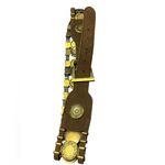 80s brown leather belt suede belt folk rustic belt metallic decoration Photo 4