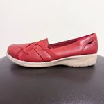 Clarks Collection Red Leather Cheyn Creek Pull On Round Toe Loafers 9 Wide 9 W Photo 1