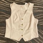 Monteau  Pinstripes Cream Vest Photo 0
