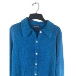 VTG 90s Denim & Co Blue Chenille Button Front Collared Cardigan Sweater S Photo 2