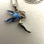Silver tone and blue tinker bell pendant necklace Photo 2