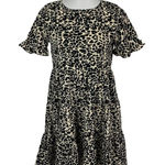 Boohoo Animal Print Ruffle Sleeve Tiered Mini Dress Casual Party 4 Photo 0