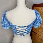 Wild Fable Blue Floral Puff Sleeve Sweetheart Neck Crop Top Extra Small NWT Photo 3