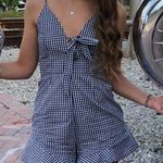 LF Black and white Gingham front tie romper Photo 2