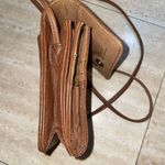 Fossil Vintage  Small Crossbody Purse Genuine Brown‎ Leather Beaded 6”x4.5” Photo 6