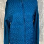 Peter Martin Woman Bright Blue Zipper Front Sweater Jacket Quilted Ribbed Sz 1X Photo 3