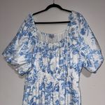 Polagram Textured Floral Print Midi Dress in Blue Size 3X Photo 2