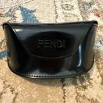 Fendi  Black Soft Clam Shell Case For Eyeglasses Sunglasses Faux Patent Leather Photo 3