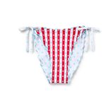 Wild Fable   Women's Heart Print Reversible Ruffle Edge Low Rise High-Leg Cheeky Side-Tie Bikini Bottoms,m- Red, White & Blue Photo 5