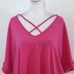 Sami & Jo  Hot Pink Short Sleeve Blouse Size 1X Pink Blouse with Strappy Front Photo 1