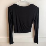 Bar III  Black Cropped Long Sleeve Shirt Photo 1