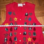 Vtg Marisa Christina Red Holiday Sweater Vest with Embroidery women’s Large Photo 7