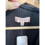 Philosophy  Jacket Size XS Black Draped Open Front Faux Fur Collar Knit Chic Photo 8