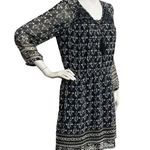 Madewell Woodland Dress Artisan Floral Women Sz 4 Black Tassel Tie Smocked Boho Photo 2