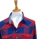 Jachs Girlfriend Jach’s Girlfriend Bea Buffalo Check button down flannel shirt blue red size S Gently worn; EUC Photo 6
