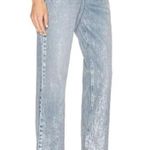 NWT RtA Dexter Belted Baggy Jeans in Sun Blue Size MEDIUM Metallic Coated Denim Photo 0