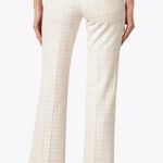 Ecru Cream Plaid Stretch Cropped Flare Pants Photo 4