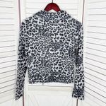 Anthropologie Bordeaux Leopard Print Side Zip Knit Moto Jacket Grey Black Medium Funnel Neck‎ Photo 11