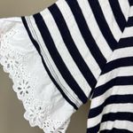 Lavish Plus Size Striped Ruffle Navy White Nautical Cottagecore Feminine Eyelet Coastal Photo 1