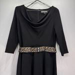 Danny & Nicole Black Cowl Neck Midi Dress with Animal Print Belt by Size 12 NEW Photo 4