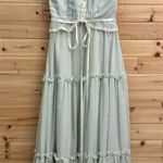 Vintage Size Small Baby Blue Lace Tiered Tie Strap Coquette Prairie Maxi Dress Photo 0