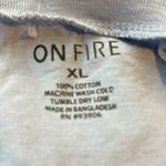 On Fire Size XL Cropped Blue Crewneck Long Sleeved Top with Black Writing Photo 2