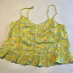 Abound ‎ Womens Yellow Crop Top Size Small Floral Sweetheart Neck Ruffle Hem Photo 0