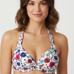 Liz Claiborne NWT  White Multi Floral Bikini Top Size Petite Large Photo 0