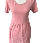 Boutique Casual Pink Short Sleeve Mini Dress with Scoop Neck Everyday Basic Style Photo 0