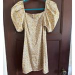 ZARA | Hammered Satin Pastel Floral Mini Dress with Puff Sleeves | Size Small Photo 6