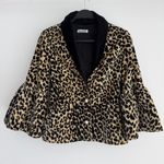 Batsheva Jacket Womens 2 Leopard Animal Print Bell Sleeves Velvet Artsy Cropped Brown Photo 0