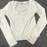 White Fitted Long Sleeve Top Size L Photo 0