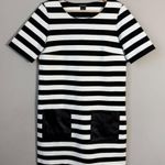 Club Monaco  Haley Striped Shift Mini Dress Women's 2 Black White Classic Preppy Photo 6